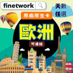 finetwork 原廠卡 歐洲30國 15天-28天 高速上網 可通話